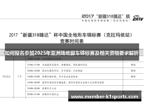 如何报名参加2025年亚洲场地脚车锦标赛及相关资格要求解析