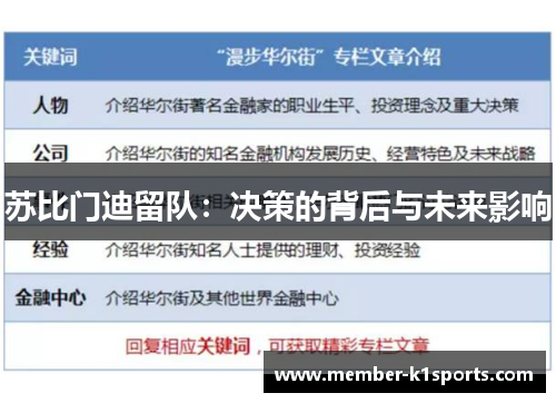 苏比门迪留队:决策的背后与未来影响